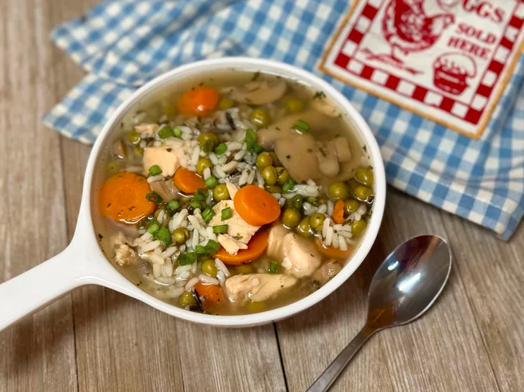 Quick, Easy, and Delicious No-Chop Chicken and Wild Rice Soup.