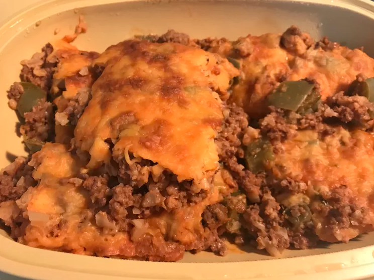 Easy Deconstructed Stuffed Pepper Casserole.